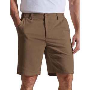 image:imageCOOFANDY Mens Casual Shorts 9 Flat Front Elastic Waist Linen Dress Shorts  Premium Linen Blend Fabric Lightweight Breathable SkinFriendly Straight Leg Summer Beach WearBrown