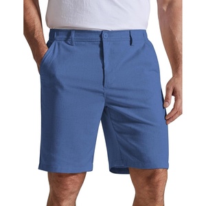 image:imageCOOFANDY Mens Casual Shorts 9 Flat Front Elastic Waist Linen Dress Shorts  Premium Linen Blend Fabric Lightweight Breathable SkinFriendly Straight Leg Summer Beach WearBlue