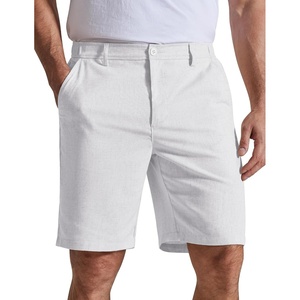 image:imageCOOFANDY Mens Casual Shorts 9 Flat Front Elastic Waist Linen Dress Shorts  Premium Linen Blend Fabric Lightweight Breathable SkinFriendly Straight Leg Summer Beach WearWhite