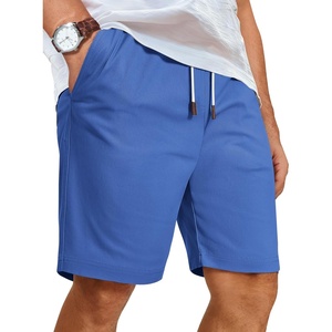 image:imageCOOFANDY Mens Casual Shorts Cotton Elastic Waist Drawstring Beach Shorts  Stretch Twill Chino Lightweight Breathable Flat Front Phone Pockets Regular Fit 9inch inseam Summer Vacation BusinessBlue