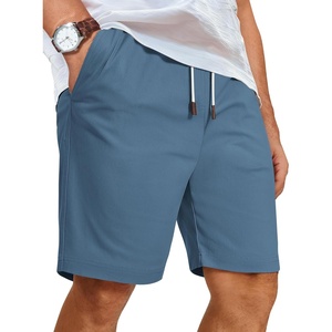 image:imageCOOFANDY Mens Casual Shorts Cotton Elastic Waist Drawstring Beach Shorts  Stretch Twill Chino Lightweight Breathable Flat Front Phone Pockets Regular Fit 9inch inseam Summer Vacation BusinessDenim Blue
