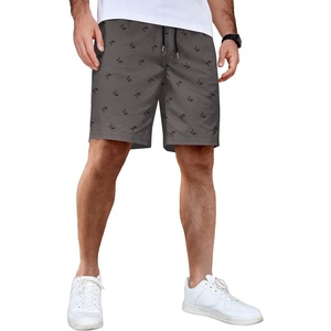 image:imageCOOFANDY Mens Casual Shorts Cotton Elastic Waist Drawstring Summer Shorts  Stretch Waist Lightweight Soft Breathable Classic fit Vacation Beach ShortsCoconut Tree Dark Grey