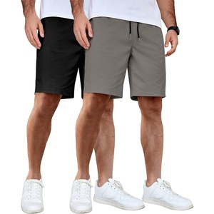 image:imageCOOFANDY Mens Casual Shorts Cotton Elastic Waist Drawstring Summer Shorts  Stretch Waist Lightweight Soft Breathable Classic fit Vacation Beach Shorts2 Pack  Dark Grey  Black