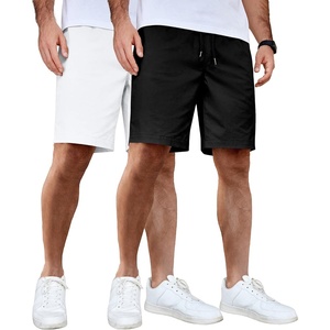 image:imageCOOFANDY Mens Casual Shorts Cotton Elastic Waist Drawstring Summer Shorts  Stretch Waist Lightweight Soft Breathable Classic fit Vacation Beach Shorts2 Pack  Black  White