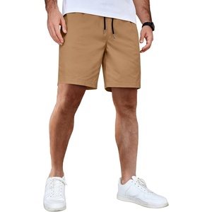 image:imageCOOFANDY Mens Casual Shorts Cotton Elastic Waist Drawstring Summer Shorts  Stretch Waist Lightweight Soft Breathable Classic fit Vacation Beach ShortsDark Khaki
