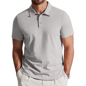 image:imageCOOFANDY Mens Cotton Polo Shirt Short Sleeve Golf Shirts 3 Buttons Casual Work T ShirtsLight Grey