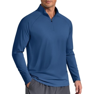 image:imageCOOFANDY Mens Quarter Zip Pullover Athletic Running Shirts Long Sleeve  14 Zip Mock Neck Lightweight Moisture Wicking Breathable UPF 50 Sun Protection Golf Workout Gym Hiking SportsDark Blue
