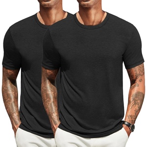 image:imageCOOFANDY Mens T Shirts Short Sleeve Soft Crew Neck Casual Basic Tee Shirts  Lightweight breathable fabric basic crewneck design easy to layer or match great for daily wear gifts amp vacationW BlackBlack 2 Pack