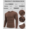 image:imageCOOFANDY Crewneck Sweaters for Men Slim Fit Long Sleeve Pullover Tops  Stretch Ribbed Knit Soft Touch Fabric High Elasticity Thermal Long Sleeve Tee ShirtsBrown