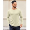 image:imageCOOFANDY Crewneck Sweaters for Men Slim Fit Long Sleeve Pullover Tops  Stretch Ribbed Knit Soft Touch Fabric High Elasticity Thermal Long Sleeve Tee ShirtsBeige