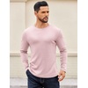 image:imageCOOFANDY Crewneck Sweaters for Men Slim Fit Long Sleeve Pullover Tops  Stretch Ribbed Knit Soft Touch Fabric High Elasticity Thermal Long Sleeve Tee ShirtsPink