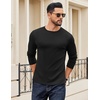 image:imageCOOFANDY Crewneck Sweaters for Men Slim Fit Long Sleeve Pullover Tops  Stretch Ribbed Knit Soft Touch Fabric High Elasticity Thermal Long Sleeve Tee ShirtsAll Black