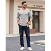 image:imageCOOFANDY Crewneck Sweaters for Men Slim Fit Long Sleeve Pullover Tops  Stretch Ribbed Knit Soft Touch Fabric High Elasticity Thermal Long Sleeve Tee ShirtsLight Grey