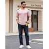 image:imageCOOFANDY Crewneck Sweaters for Men Slim Fit Long Sleeve Pullover Tops  Stretch Ribbed Knit Soft Touch Fabric High Elasticity Thermal Long Sleeve Tee ShirtsPink
