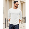 image:imageCOOFANDY Crewneck Sweaters for Men Slim Fit Long Sleeve Pullover Tops  Stretch Ribbed Knit Soft Touch Fabric High Elasticity Thermal Long Sleeve Tee ShirtsAll White