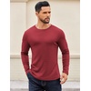 image:imageCOOFANDY Crewneck Sweaters for Men Slim Fit Long Sleeve Pullover Tops  Stretch Ribbed Knit Soft Touch Fabric High Elasticity Thermal Long Sleeve Tee ShirtsRed