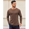 image:imageCOOFANDY Crewneck Sweaters for Men Slim Fit Long Sleeve Pullover Tops  Stretch Ribbed Knit Soft Touch Fabric High Elasticity Thermal Long Sleeve Tee ShirtsBrown
