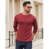 image:imageCOOFANDY Crewneck Sweaters for Men Slim Fit Long Sleeve Pullover Tops  Stretch Ribbed Knit Soft Touch Fabric High Elasticity Thermal Long Sleeve Tee ShirtsRed