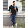 image:imageCOOFANDY Crewneck Sweaters for Men Slim Fit Long Sleeve Pullover Tops  Stretch Ribbed Knit Soft Touch Fabric High Elasticity Thermal Long Sleeve Tee ShirtsAll Black
