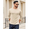 image:imageCOOFANDY Crewneck Sweaters for Men Slim Fit Long Sleeve Pullover Tops  Stretch Ribbed Knit Soft Touch Fabric High Elasticity Thermal Long Sleeve Tee ShirtsLight Khaki