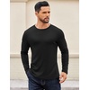 image:imageCOOFANDY Crewneck Sweaters for Men Slim Fit Long Sleeve Pullover Tops  Stretch Ribbed Knit Soft Touch Fabric High Elasticity Thermal Long Sleeve Tee ShirtsAll Black