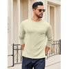 image:imageCOOFANDY Crewneck Sweaters for Men Slim Fit Long Sleeve Pullover Tops  Stretch Ribbed Knit Soft Touch Fabric High Elasticity Thermal Long Sleeve Tee ShirtsBeige