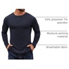 image:imageCOOFANDY Crewneck Sweaters for Men Slim Fit Long Sleeve Pullover Tops  Stretch Ribbed Knit Soft Touch Fabric High Elasticity Thermal Long Sleeve Tee ShirtsNavy Blue