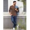 image:imageCOOFANDY Crewneck Sweaters for Men Slim Fit Long Sleeve Pullover Tops  Stretch Ribbed Knit Soft Touch Fabric High Elasticity Thermal Long Sleeve Tee ShirtsBrown
