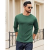 image:imageCOOFANDY Crewneck Sweaters for Men Slim Fit Long Sleeve Pullover Tops  Stretch Ribbed Knit Soft Touch Fabric High Elasticity Thermal Long Sleeve Tee ShirtsGreen