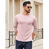 image:imageCOOFANDY Crewneck Sweaters for Men Slim Fit Long Sleeve Pullover Tops  Stretch Ribbed Knit Soft Touch Fabric High Elasticity Thermal Long Sleeve Tee ShirtsPink