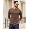 image:imageCOOFANDY Crewneck Sweaters for Men Slim Fit Long Sleeve Pullover Tops  Stretch Ribbed Knit Soft Touch Fabric High Elasticity Thermal Long Sleeve Tee ShirtsBrown