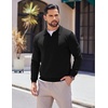 image:imageCOOFANDY Long Sleeve Polo Shirts for Men Pullover Sweaters Knit Polo Shirt  Vintage VNeck PoloRetro Open CollarSoft Breathable KnitStretch Ribbed Cuffs amp HemVacation Casual StyleBusinessBlack