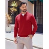 image:imageCOOFANDY Long Sleeve Polo Shirts for Men Pullover Sweaters Knit Polo Shirt  Vintage VNeck PoloRetro Open CollarSoft Breathable KnitStretch Ribbed Cuffs amp HemVacation Casual StyleBusinessRed