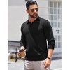 image:imageCOOFANDY Long Sleeve Polo Shirts for Men Pullover Sweaters Knit Polo Shirt  Vintage VNeck PoloRetro Open CollarSoft Breathable KnitStretch Ribbed Cuffs amp HemVacation Casual StyleBusinessBlack