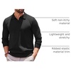 image:imageCOOFANDY Long Sleeve Polo Shirts for Men Pullover Sweaters Knit Polo Shirt  Vintage VNeck PoloRetro Open CollarSoft Breathable KnitStretch Ribbed Cuffs amp HemVacation Casual StyleBusinessBlack