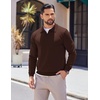 image:imageCOOFANDY Long Sleeve Polo Shirts for Men Pullover Sweaters Knit Polo Shirt  Vintage VNeck PoloRetro Open CollarSoft Breathable KnitStretch Ribbed Cuffs amp HemVacation Casual StyleBusinessBrown