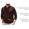 image:imageCOOFANDY Long Sleeve Polo Shirts for Men Pullover Sweaters Knit Polo Shirt  Vintage VNeck PoloRetro Open CollarSoft Breathable KnitStretch Ribbed Cuffs amp HemVacation Casual StyleBusinessBrown