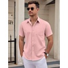 image:imageCOOFANDY Men Button Down Shirt Short Sleeve Casual Shirts Printed Dress Shirt with PocketPink