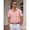 image:imageCOOFANDY Men Button Down Shirt Short Sleeve Casual Shirts Printed Dress Shirt with PocketPink