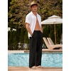 image:imageCOOFANDY Men Linen Pants Casual Elastic Waist Drawstring Pants Summer Beach  Lightweight Breathable Cotton Linen Trousers Loose Fit with Pockets Wide Leg Vacation Yoga Lounge Wedding DressA Black