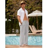 image:imageCOOFANDY Men Linen Pants Casual Elastic Waist Drawstring Pants Summer Beach  Lightweight Breathable Cotton Linen Trousers Loose Fit with Pockets Wide Leg Vacation Yoga Lounge Wedding DressA Grey