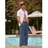 image:imageCOOFANDY Men Linen Pants Casual Elastic Waist Drawstring Pants Summer Beach  Lightweight Breathable Cotton Linen Trousers Loose Fit with Pockets Wide Leg Vacation Yoga Lounge Wedding DressA Denim Blue