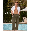 image:imageCOOFANDY Men Linen Pants Casual Elastic Waist Drawstring Pants Summer Beach  Lightweight Breathable Cotton Linen Trousers Loose Fit with Pockets Wide Leg Vacation Yoga Lounge Wedding DressA Army Green