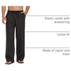 image:imageCOOFANDY Men Linen Pants Casual Elastic Waist Drawstring Pants Summer Beach  Lightweight Breathable Cotton Linen Trousers Loose Fit with Pockets Wide Leg Vacation Yoga Lounge Wedding DressA Black