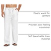 image:imageCOOFANDY Men Linen Pants Casual Elastic Waist Drawstring Pants Summer Beach  Lightweight Breathable Cotton Linen Trousers Loose Fit with Pockets Wide Leg Vacation Yoga Lounge Wedding DressA White