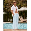 image:imageCOOFANDY Men Linen Pants Casual Elastic Waist Drawstring Pants Summer Beach  Lightweight Breathable Cotton Linen Trousers Loose Fit with Pockets Wide Leg Vacation Yoga Lounge Wedding DressA Sky Blue