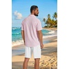 image:imageCOOFANDY Mens 2 Piece Outfit Casual Short Sleeve Button Down Shirt and Beach Shorts Set Summer Vacation Outfits for MenPink White Stripe