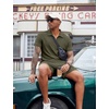 image:imageCOOFANDY Mens 2 Pieces Outfits Quarter Zip Polo Shirt and Shorts Set Casual Summer TracksuitArmy Green