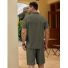 image:imageCOOFANDY Mens 2 Pieces Outfits Quarter Zip Polo Shirt and Shorts Set Casual Summer TracksuitArmy Green