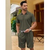 image:imageCOOFANDY Mens 2 Pieces Outfits Quarter Zip Polo Shirt and Shorts Set Casual Summer TracksuitArmy Green